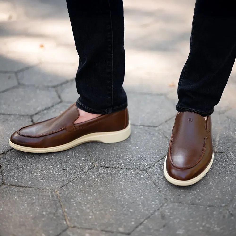 Amberjack The Loafer Chestnut brown and cream mens leather shoes sz 10M $185